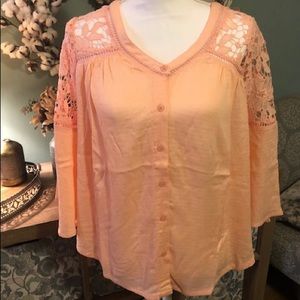 Salmon crochet blouse